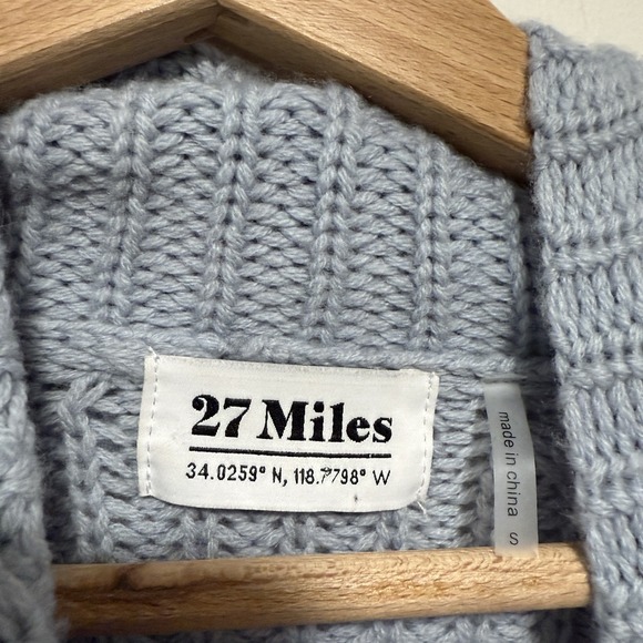 27 Miles Wool Cashmere Blue Knit Turtleneck Sweater Dress Size Small - Picture 2 of 6